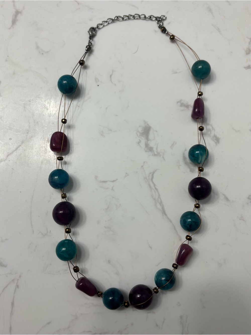 Women’s Teal and Purple Beaded Necklace